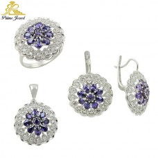 Gümüş zirkon taşlı set